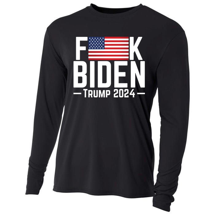 Fuck Biden American Flag Trump 2024 Shirt Cooling Performance Long Sleeve Crew