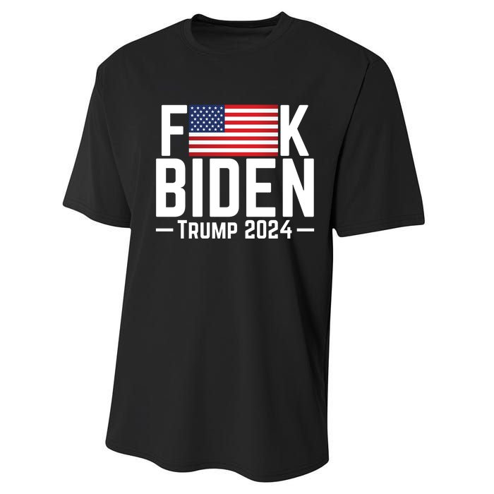 Fuck Biden American Flag Trump 2024 Shirt Performance Sprint T-Shirt