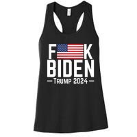 Fuck Biden American Flag Trump 2024 Shirt Women's Racerback Tank