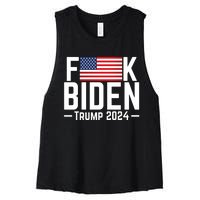 Fuck Biden American Flag Trump 2024 Shirt Women's Racerback Cropped Tank