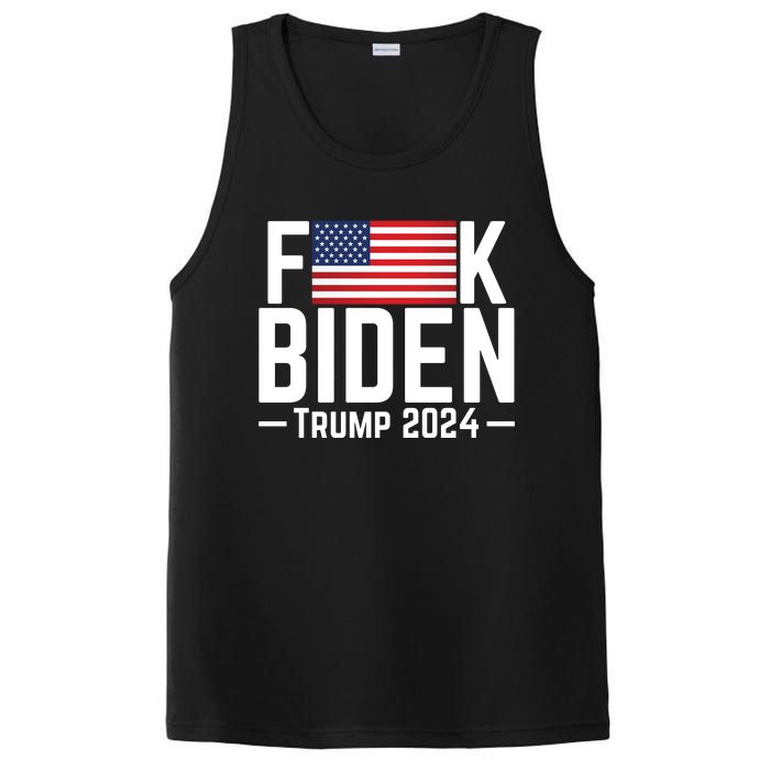 Fuck Biden American Flag Trump 2024 Shirt PosiCharge Competitor Tank