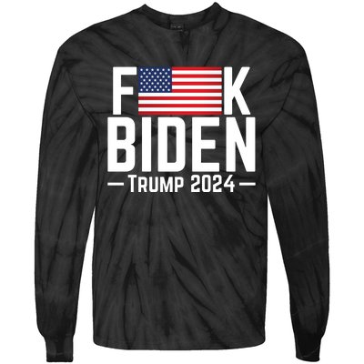 Fuck Biden American Flag Trump 2024 Shirt Tie-Dye Long Sleeve Shirt