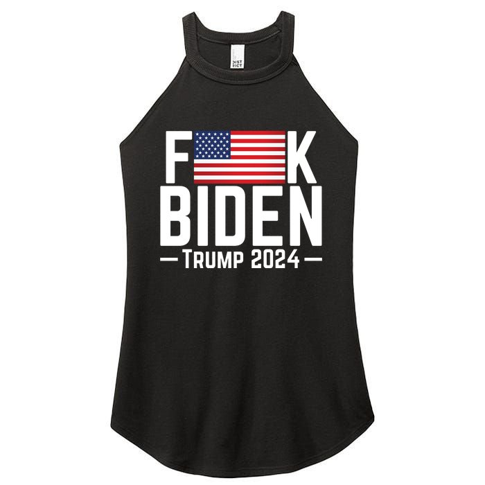 Fuck Biden American Flag Trump 2024 Shirt Women's Perfect Tri Rocker Tank