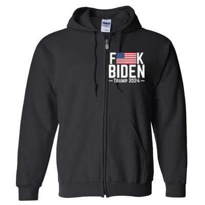 Fuck Biden American Flag Trump 2024 Shirt Full Zip Hoodie