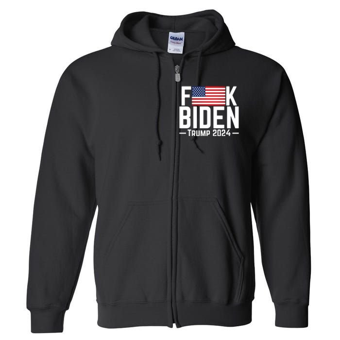 Fuck Biden American Flag Trump 2024 Shirt Full Zip Hoodie