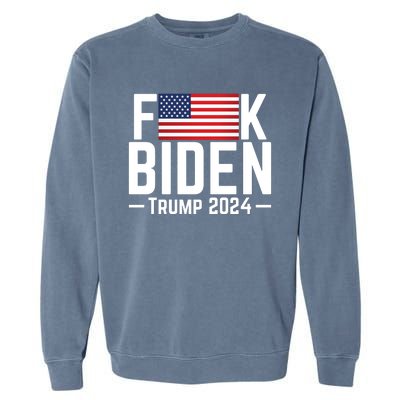 Fuck Biden American Flag Trump 2024 Shirt Garment-Dyed Sweatshirt