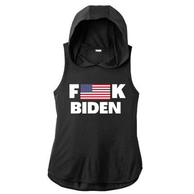 Fuck Biden American Flag Impeach Biden Ladies PosiCharge Tri-Blend Wicking Draft Hoodie Tank