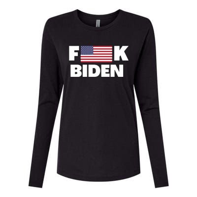 Fuck Biden American Flag Impeach Biden Womens Cotton Relaxed Long Sleeve T-Shirt