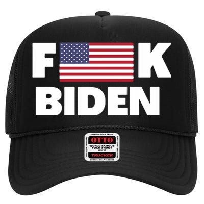 Fuck Biden American Flag Impeach Biden High Crown Mesh Back Trucker Hat