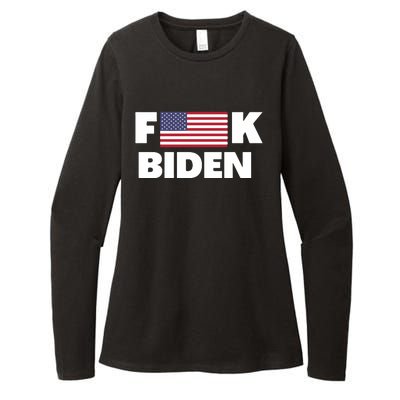 Fuck Biden American Flag Impeach Biden Womens CVC Long Sleeve Shirt