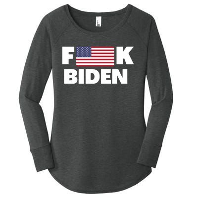 Fuck Biden American Flag Impeach Biden Women's Perfect Tri Tunic Long Sleeve Shirt