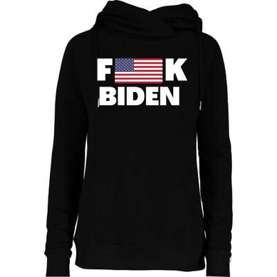 Fuck Biden American Flag Impeach Biden Womens Funnel Neck Pullover Hood