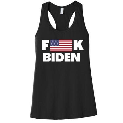 Fuck Biden American Flag Impeach Biden Women's Racerback Tank