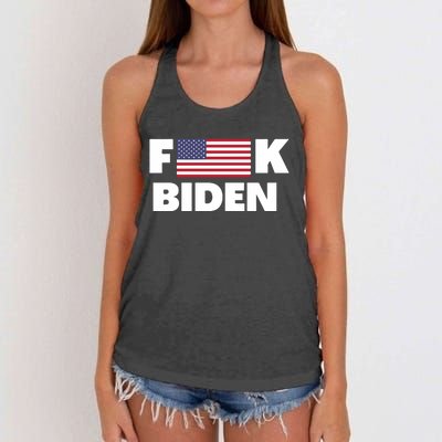 Fuck Biden American Flag Impeach Biden Women's Knotted Racerback Tank