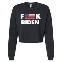 Fuck Biden American Flag Impeach Biden Cropped Pullover Crew