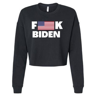 Fuck Biden American Flag Impeach Biden Cropped Pullover Crew