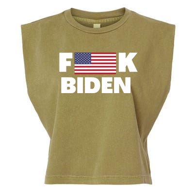 Fuck Biden American Flag Impeach Biden Garment-Dyed Women's Muscle Tee