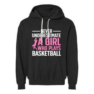 Funny Basketball Art For Girls Teens Basketball Player Garment-Dyed Fleece Hoodie