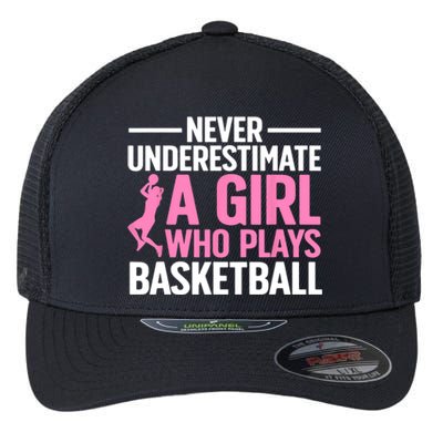 Funny Basketball Art For Girls Teens Basketball Player Flexfit Unipanel Trucker Cap