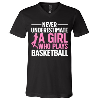 Funny Basketball Art For Girls Teens Basketball Player V-Neck T-Shirt