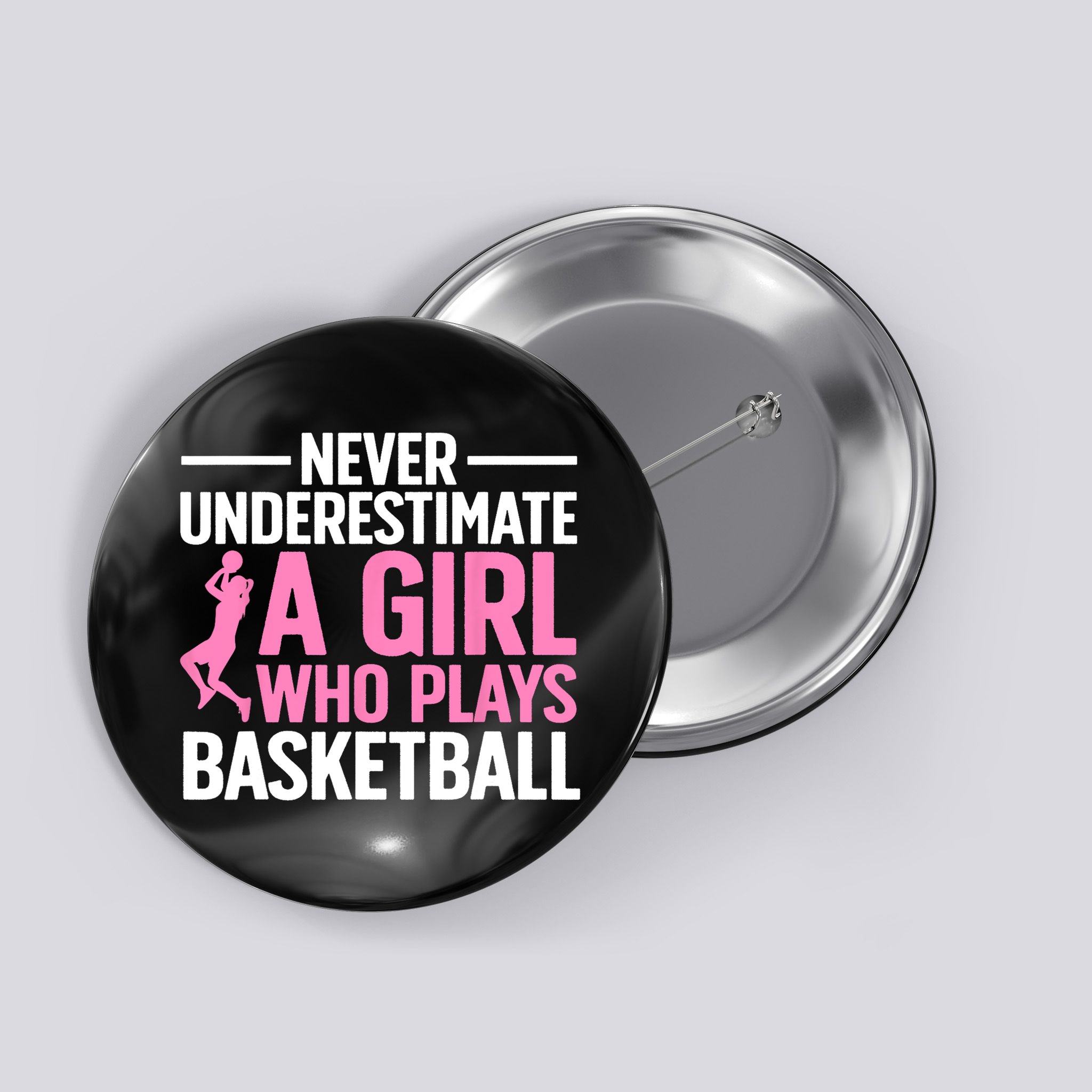 Funny Basketball Art For Girls Teens Basketball Player Button