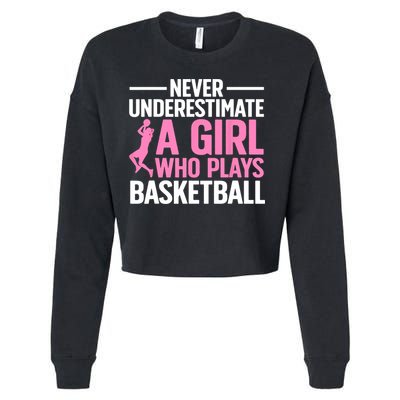 Funny Basketball Art For Girls Teens Basketball Player Cropped Pullover Crew