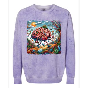 Funny Brain Adventure AlzheimerS Patients And Caregivers Gift Colorblast Crewneck Sweatshirt