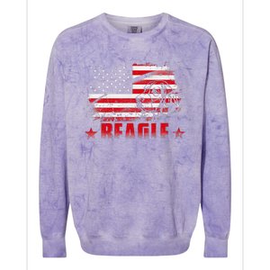 Funny Beagle American Flag Dog Dad Dog Mom Colorblast Crewneck Sweatshirt