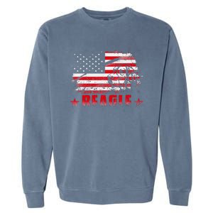 Funny Beagle American Flag Dog Dad Dog Mom Garment-Dyed Sweatshirt