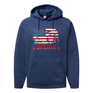 Funny Beagle American Flag Dog Dad Dog Mom Performance Fleece Hoodie