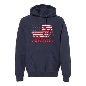 Funny Beagle American Flag Dog Dad Dog Mom Premium Hoodie