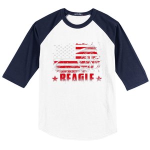 Funny Beagle American Flag Dog Dad Dog Mom Baseball Sleeve Shirt