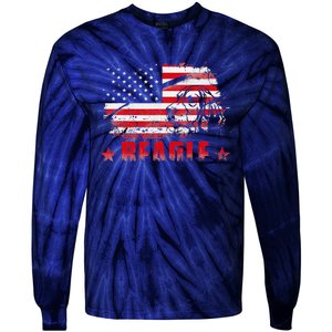 Funny Beagle American Flag Dog Dad Dog Mom Tie-Dye Long Sleeve Shirt