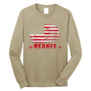 Funny Beagle American Flag Dog Dad Dog Mom Long Sleeve Shirt