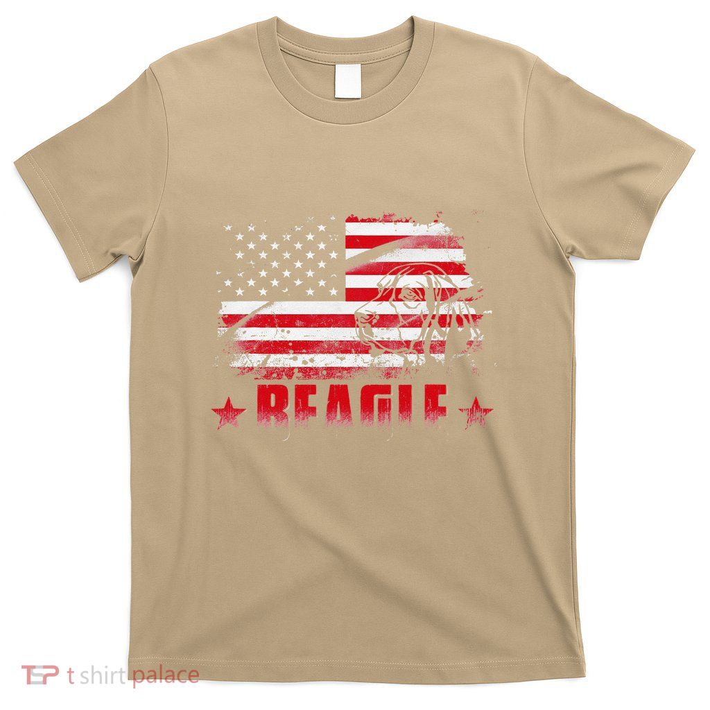 Funny Beagle American Flag Dog Dad Dog Mom T-Shirt