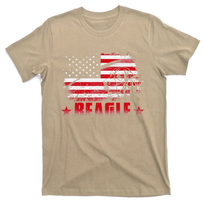 Funny Beagle American Flag Dog Dad Dog Mom T-Shirt