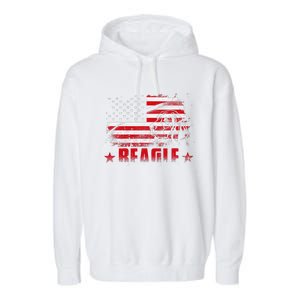 Funny Beagle American Flag Dog Dad Dog Mom Garment-Dyed Fleece Hoodie