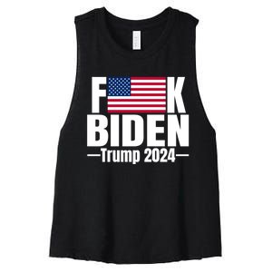 Fuck Biden American Flag Anti Biden Trump 2024 Women's Racerback Cropped Tank