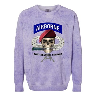 Fort Benning Army Base Airborne Training Columbus Colorblast Crewneck Sweatshirt