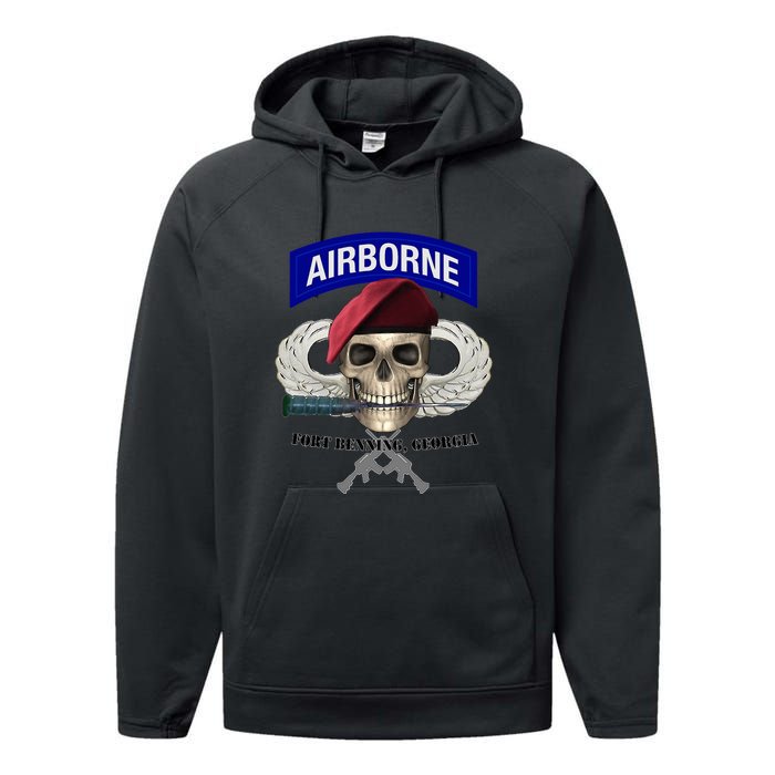 Fort Benning Army Base Airborne Training Columbus Performance Fleece Hoodie