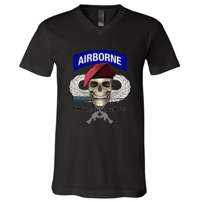 Fort Benning Army Base Airborne Training Columbus V-Neck T-Shirt