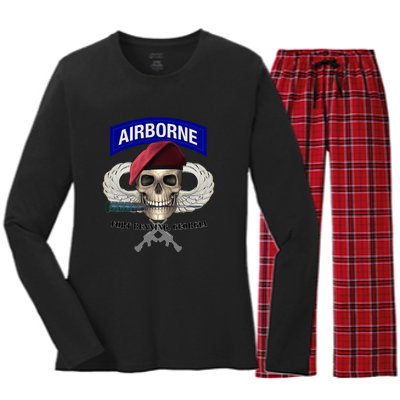 Fort Benning Army Base Airborne Training Columbus Women's Long Sleeve Flannel Pajama Set 