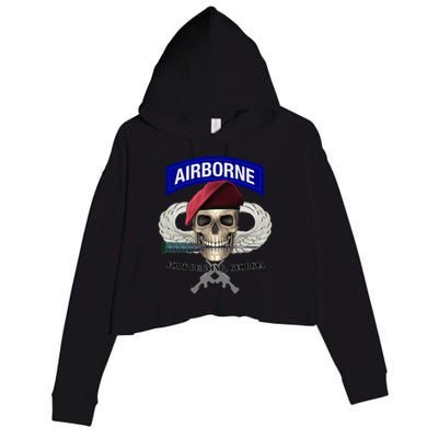 Fort Benning Army Base Airborne Training Columbus Crop Fleece Hoodie