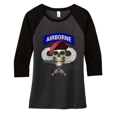 Fort Benning Army Base Airborne Training Columbus Women's Tri-Blend 3/4-Sleeve Raglan Shirt