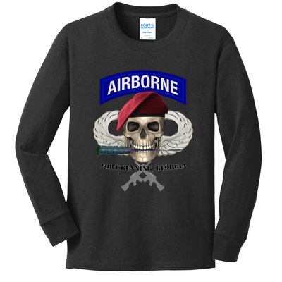 Fort Benning Army Base Airborne Training Columbus Kids Long Sleeve Shirt