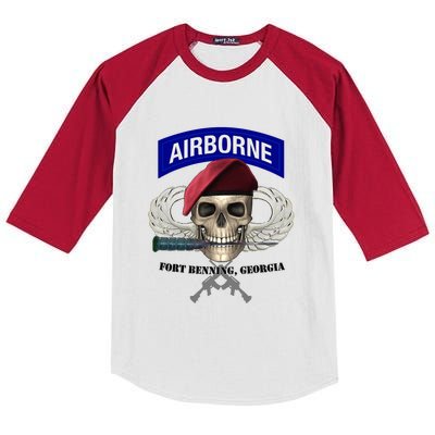 Fort Benning Army Base Airborne Training Columbus Kids Colorblock Raglan Jersey