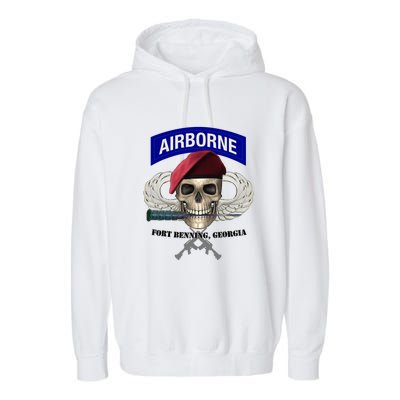 Fort Benning Army Base Airborne Training Columbus Garment-Dyed Fleece Hoodie