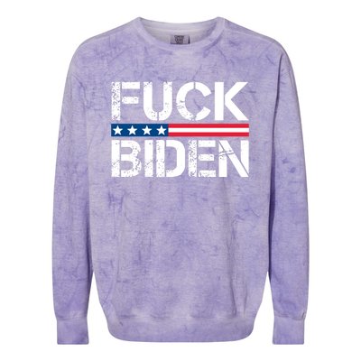 Fuck Biden American Flag Funny Anti Biden Fuck Joe Biden Colorblast Crewneck Sweatshirt