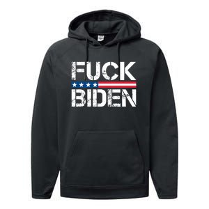 Fuck Biden American Flag Funny Anti Biden Fuck Joe Biden Performance Fleece Hoodie