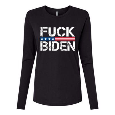 Fuck Biden American Flag Funny Anti Biden Fuck Joe Biden Womens Cotton Relaxed Long Sleeve T-Shirt